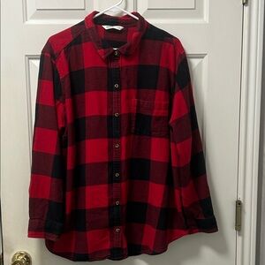 Sonoma Goods For Life Red and Black Plaid Women’s Button Down Shirt Size 2X
